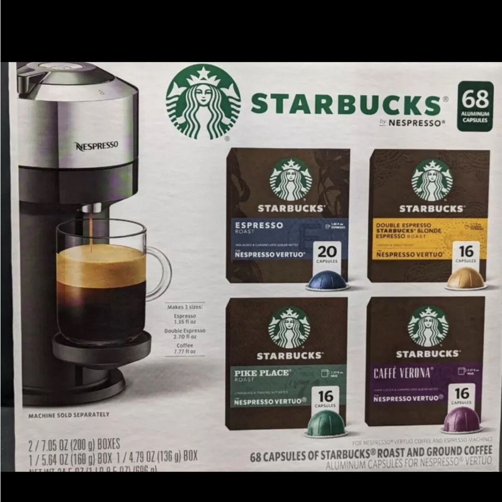 Starbucks By Nespresso - Capsules - Nespresso Vertuo - Variety Pack - 68 Count